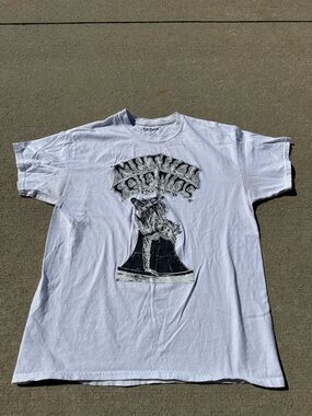 Gildan White skate Short Sleeve Tee with Black Graphic